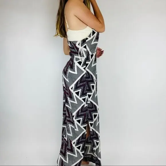 Free People geometric maroon gray maxi dress - Picture 5 of 6